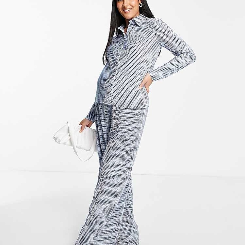 Glamorous maternity wide leg plisse set